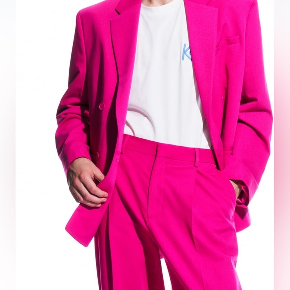 Zara X Barbie Ken Suit Pants Pink - Picture 2 of 7
